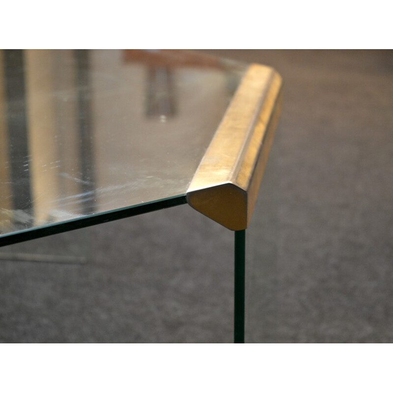 Octagonal glass and brass Gallotti & Radice coffee table, Pierangelo GALLOTTI - 1970s