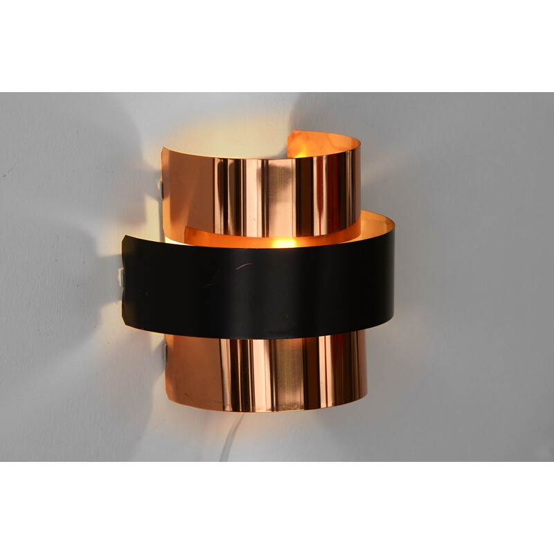 Vintage Copper wall lightsconce by Werner Schou for Coronell Elektro. Denmark 1970s