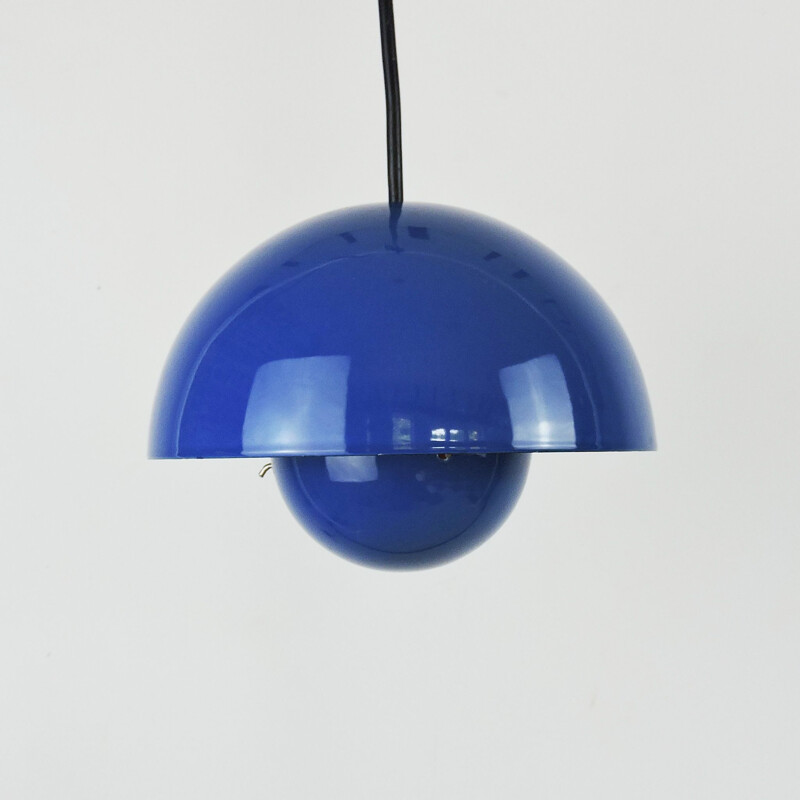 Vintage Blue Flowerpot Pendant Lamp by Verner Panton for Louis Poulsen, 1960s