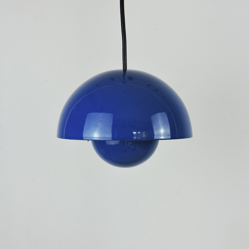 Vintage Blue Flowerpot Pendant Lamp by Verner Panton for Louis Poulsen, 1960s