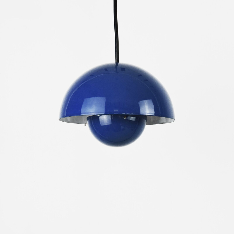 Vintage Blue Flowerpot Pendant Lamp by Verner Panton for Louis Poulsen, 1960s