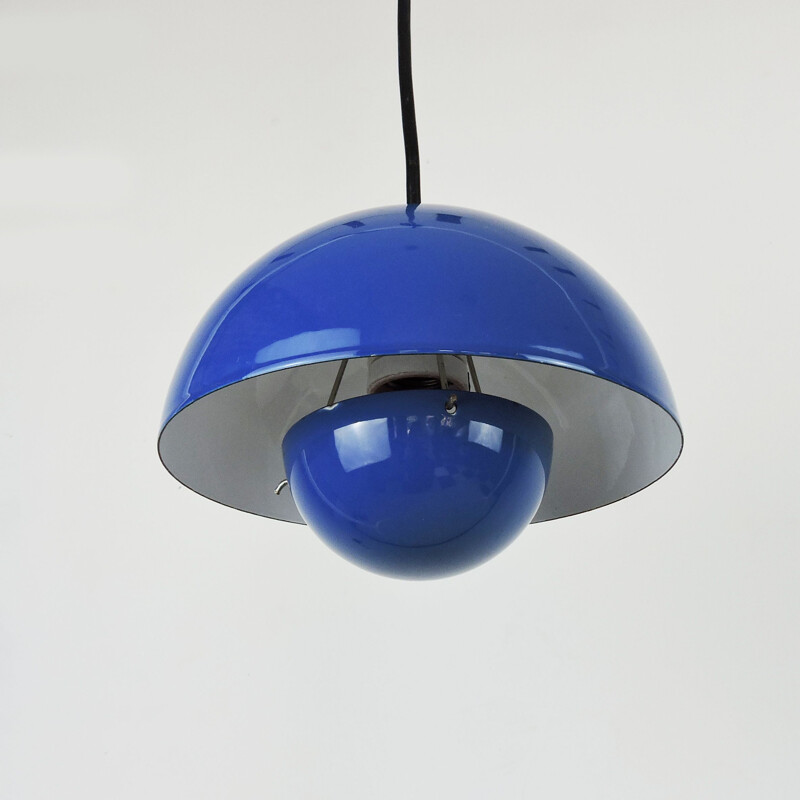 Vintage Blue Flowerpot Pendant Lamp by Verner Panton for Louis Poulsen, 1960s