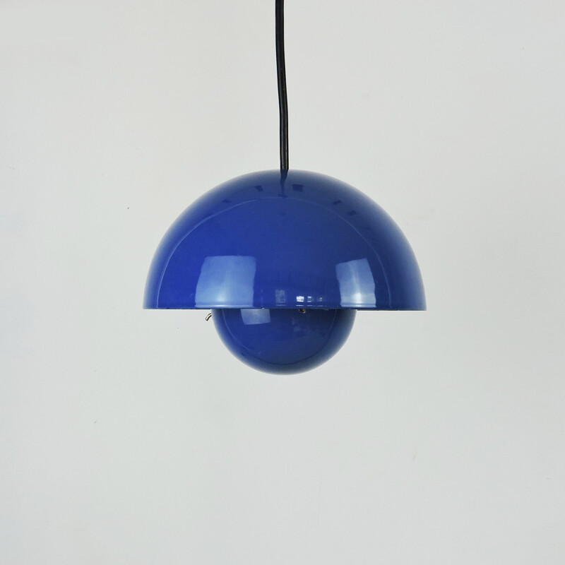 Vintage Blue Flowerpot Pendant Lamp by Verner Panton for Louis Poulsen, 1960s