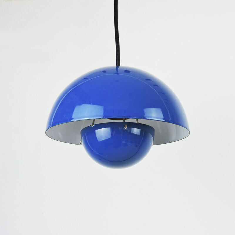 Vintage Blue Flowerpot Pendant Lamp by Verner Panton for Louis Poulsen, 1960s