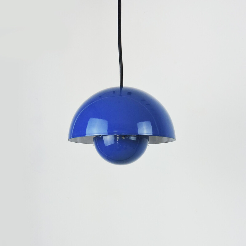 Vintage Blue Flowerpot Pendant Lamp by Verner Panton for Louis Poulsen, 1960s