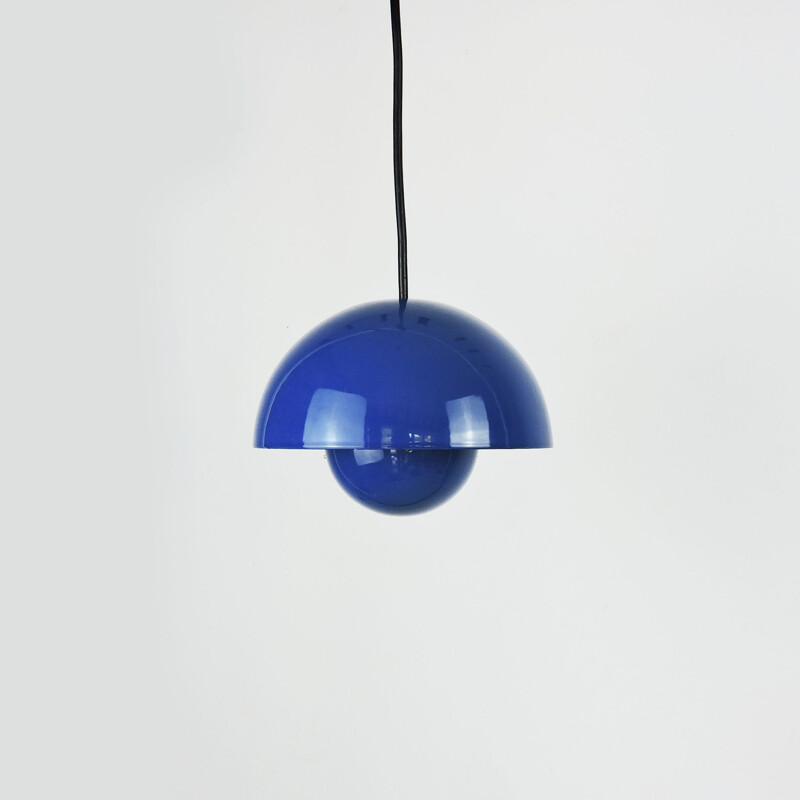 Vintage Blue Flowerpot Pendant Lamp by Verner Panton for Louis Poulsen, 1960s