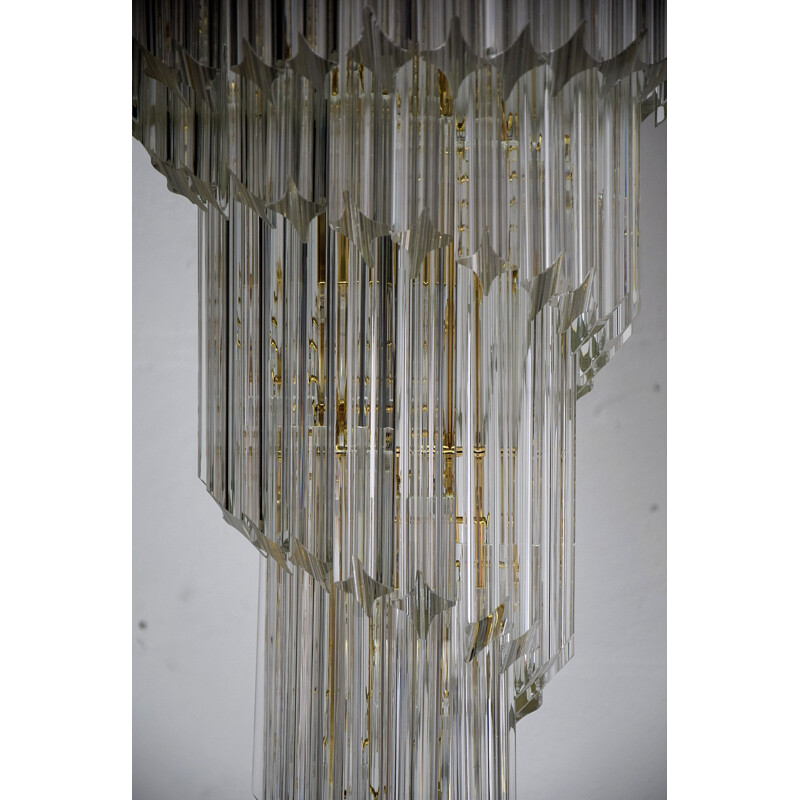 Lustre à 5 spirale vintage en verre Triedri Venini Hollywood Regency Italien 