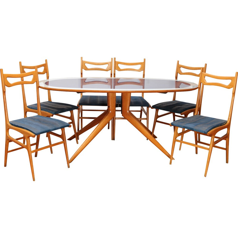 Ensemble de salle à manger italien avec 6 chaises - 1960