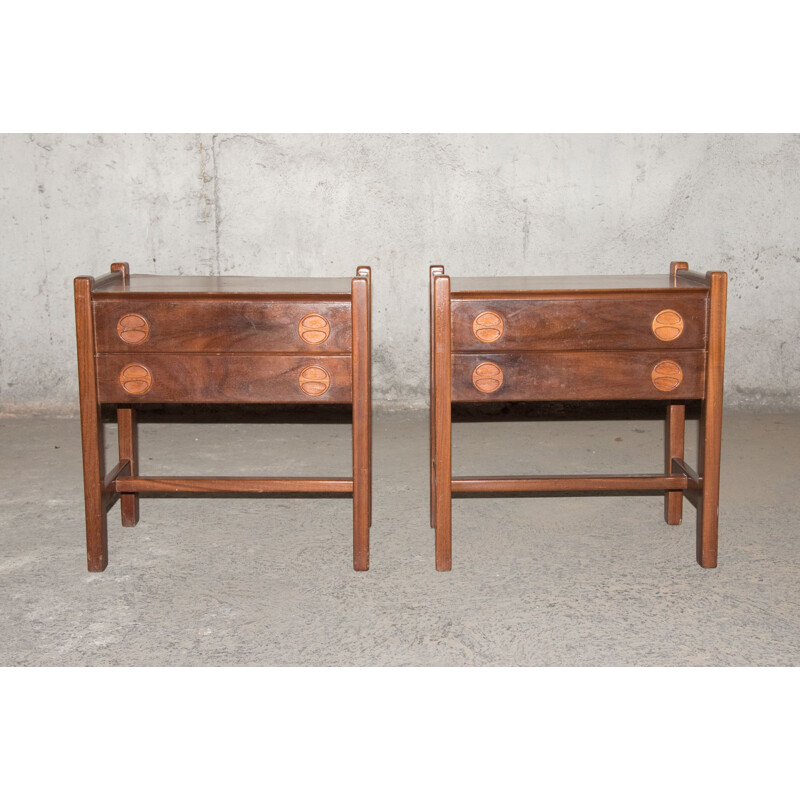 Pair of  vintage bedside tables Scandinavian 1960