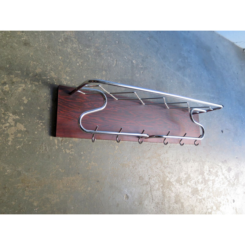 Vintage Coat rack with chrome and rosewood, 1950s