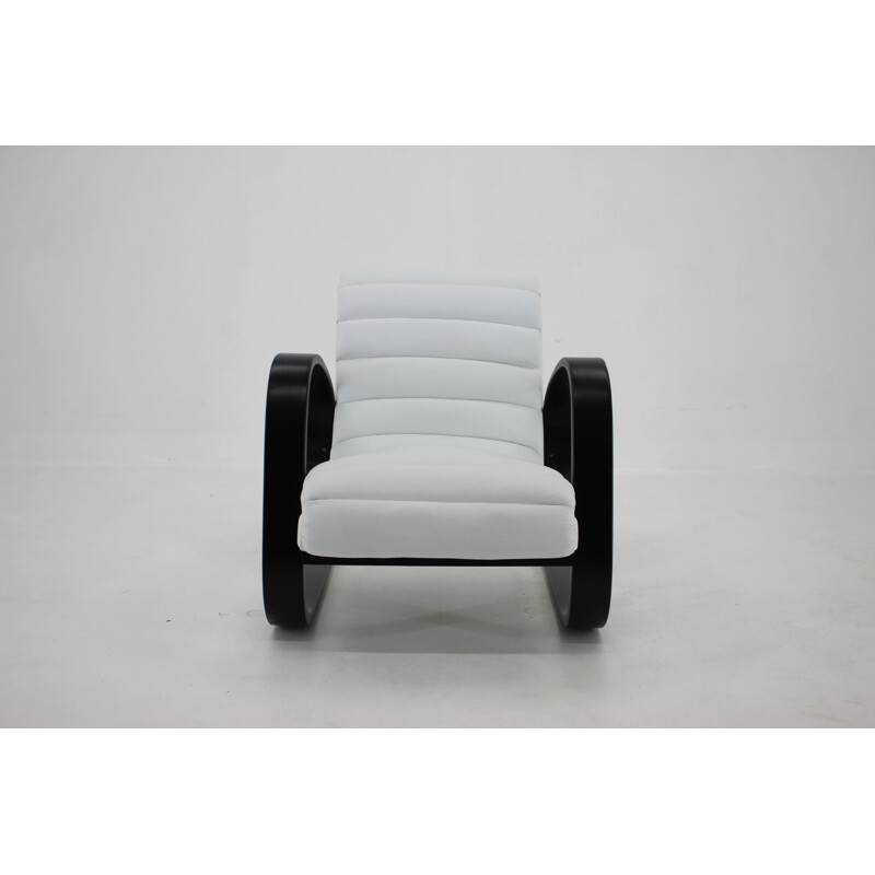 Vintage Lounge Chair in White Leather Miroslav Navratil 1930s