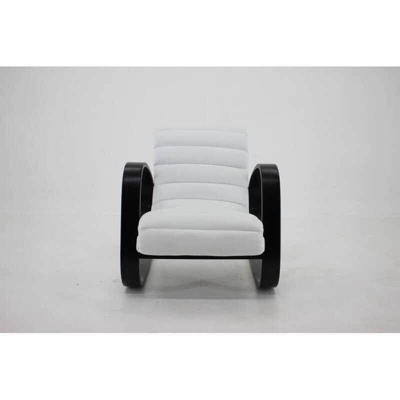 fauteuil lounge vintage en cuir blanc Miroslav Navratil 1930
