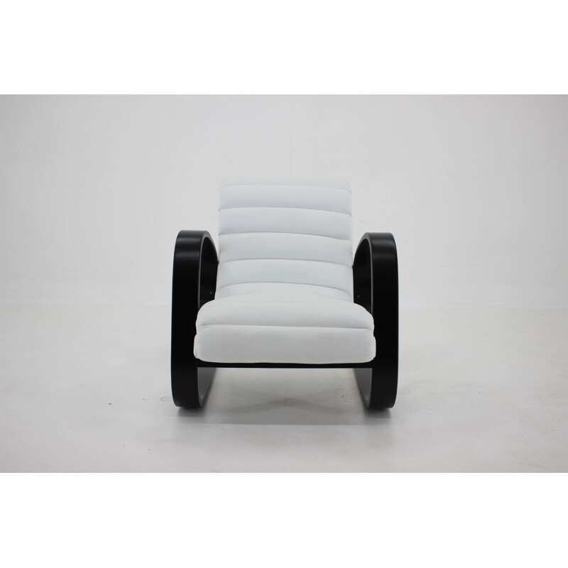 Vintage Lounge Chair in White Leather Miroslav Navratil 1930s