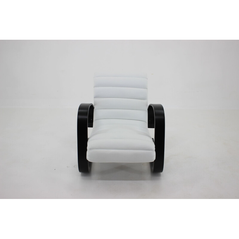 Vintage Lounge Chair in White Leather Miroslav Navratil 1930s