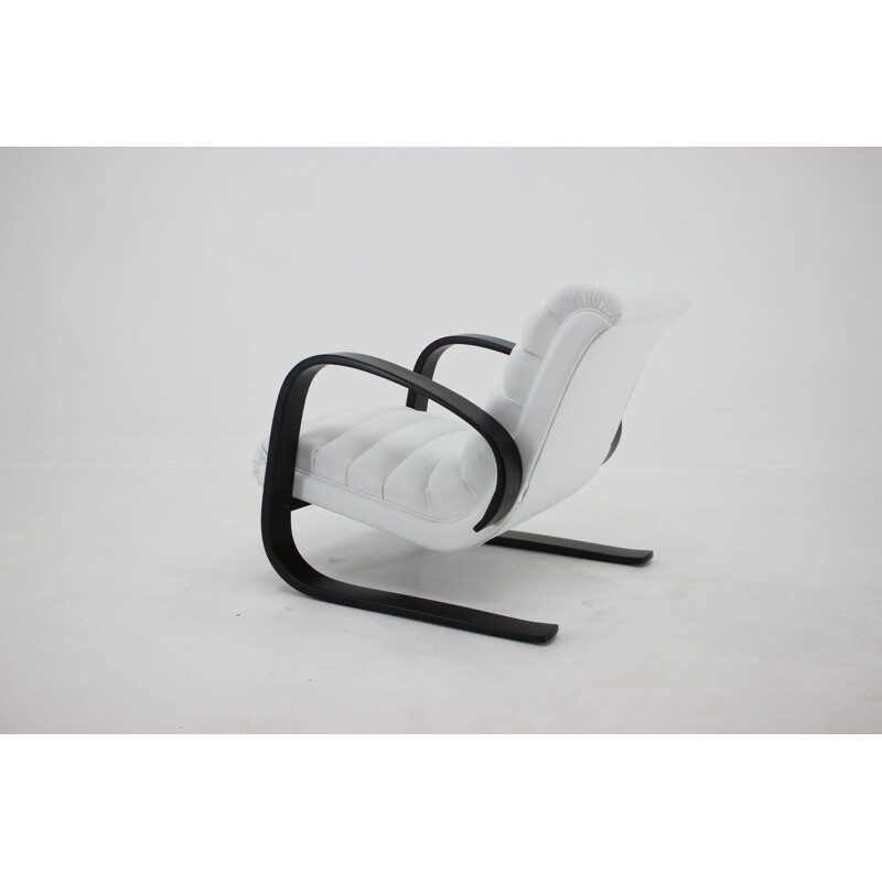 Vintage Lounge Chair in White Leather Miroslav Navratil 1930s