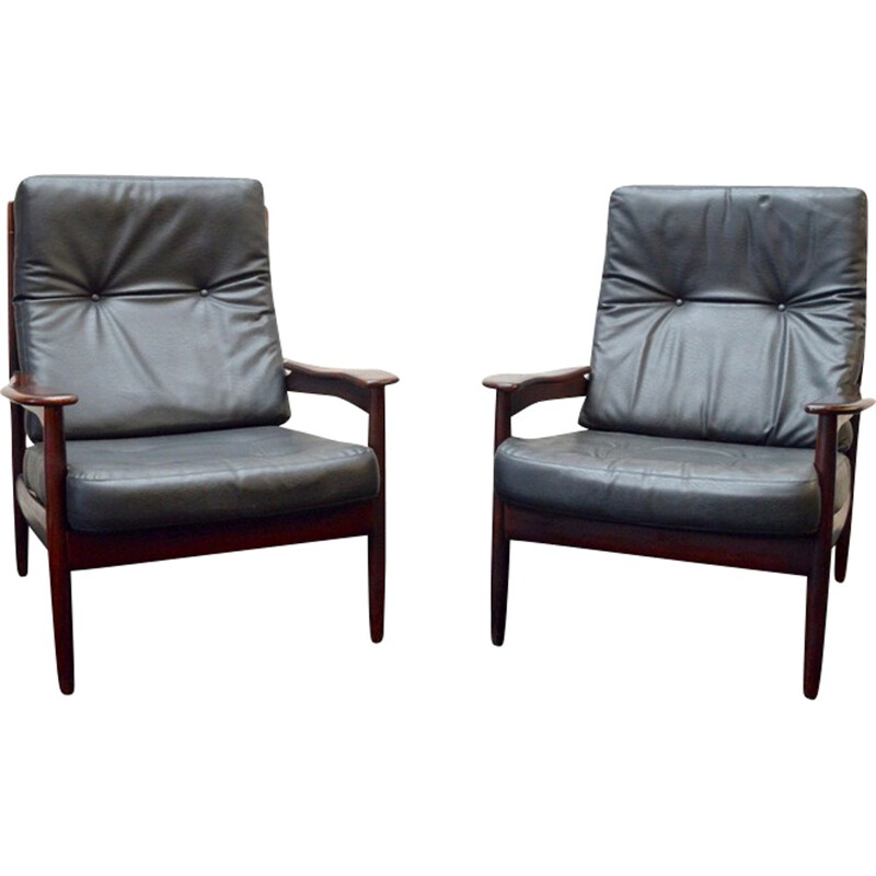 Pair of rosewood Scandinavian armchairs - 1960s