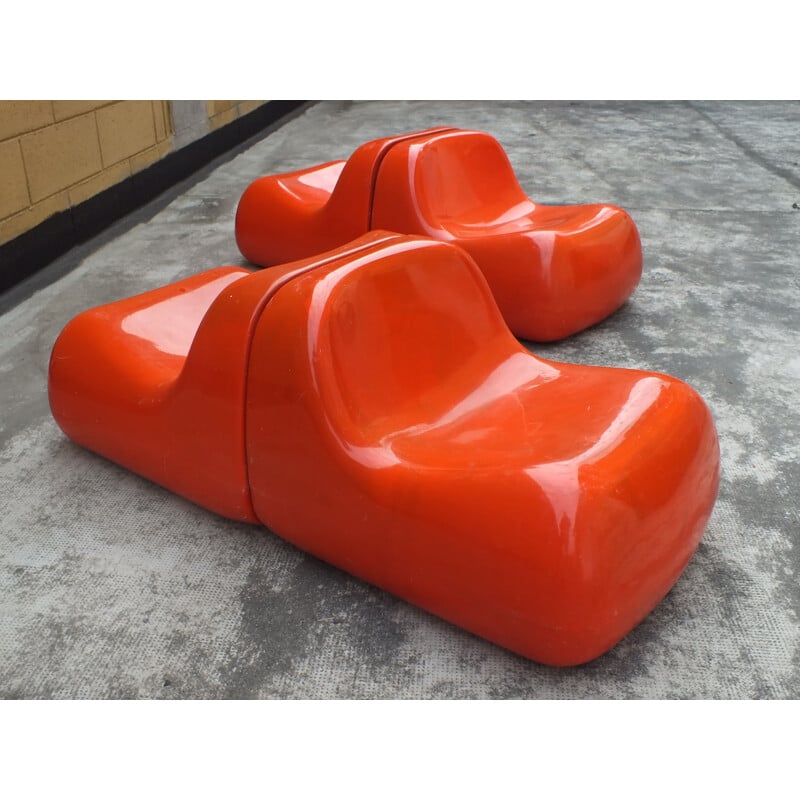 Vintage fiberglass jumbo chair by Alberto Rosselli for Saporiti, Italy 1968