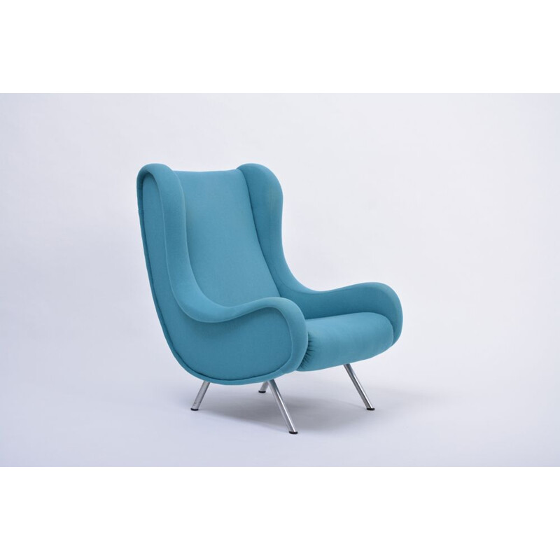 Mid-Century Lounge Chair Blue Modern Marco Zanuso Senior 1951