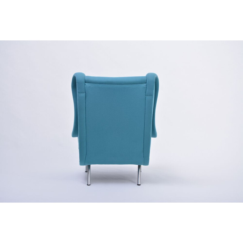 Marco Zanuso Modern Blue Vintage Lounge Armchair Senior 1951