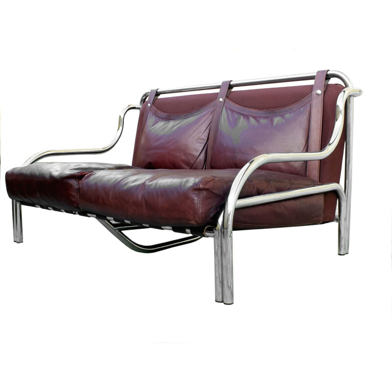 Vintage-Sofa-Paar aus Chrom und Leder von Gae Aulenti für Poltronova, Italien 1965