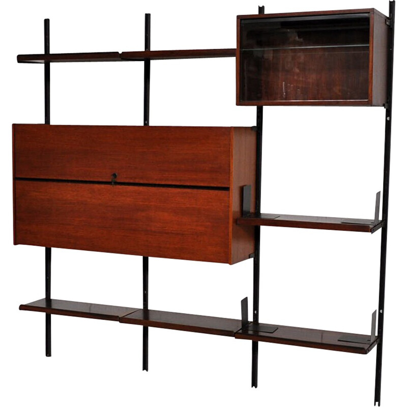 Italian Tecno modular bookcase in rosewood, Osvaldo BORSANI - 1966