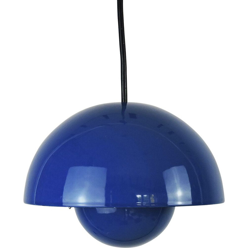 Vintage Blue Flowerpot Pendant Lamp by Verner Panton for Louis Poulsen, 1960s