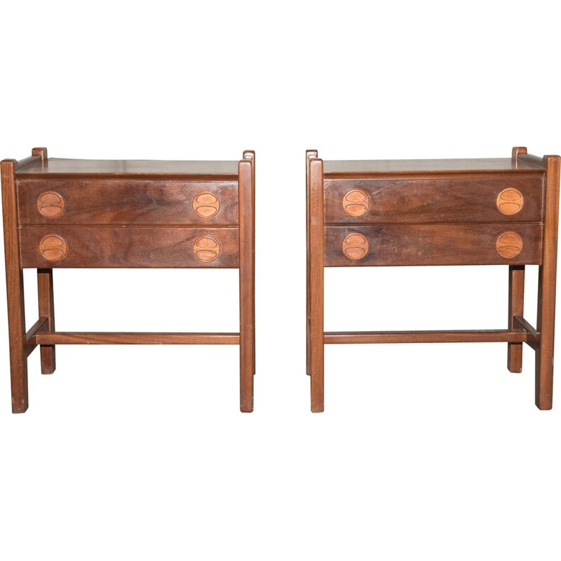 Pair of  vintage bedside tables Scandinavian 1960