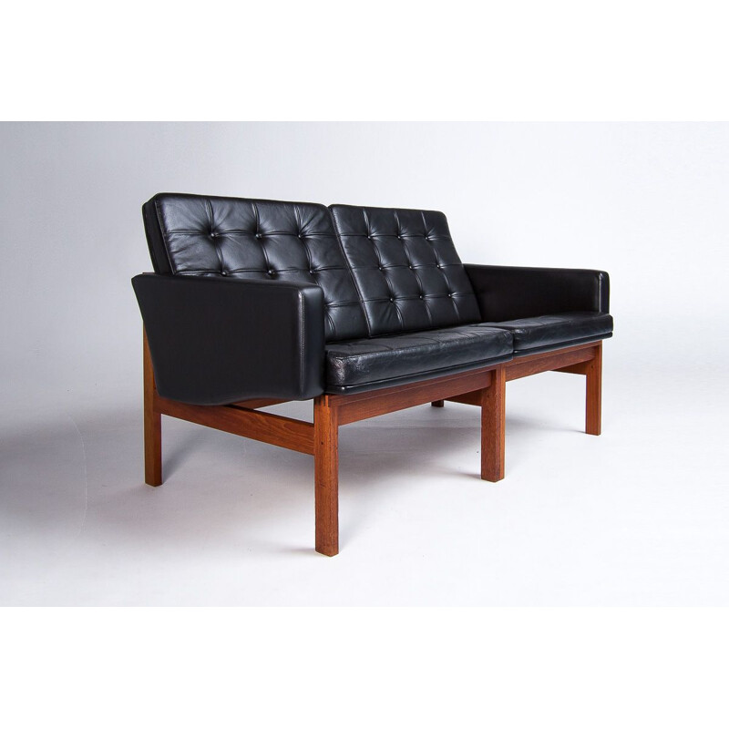 Vintage Leather & Teak Moduline Sofa France & Son by Gjerlov-Knudsen & Lind, Danish 1960s