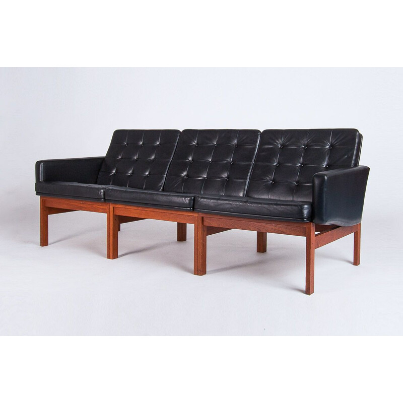 Vintage Furniture Sofa Moduline For France & Son,  Leather & Teak Danish 1960