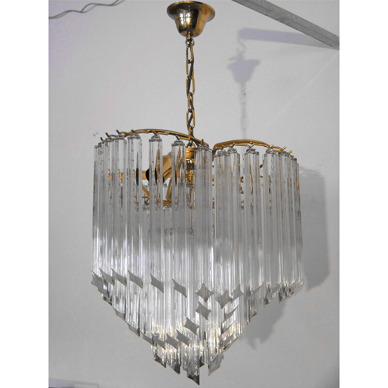 Vintage ceiling lamp crystal Paolo Venini Italy 1970