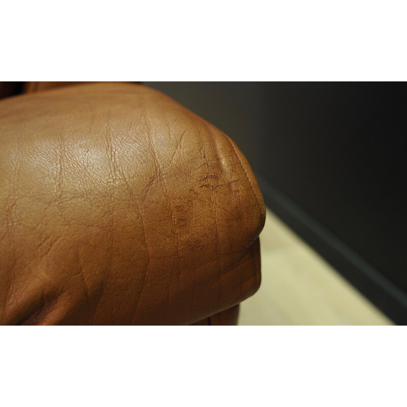 Vintage brown leather armchair by Svend Skipper, 1970s