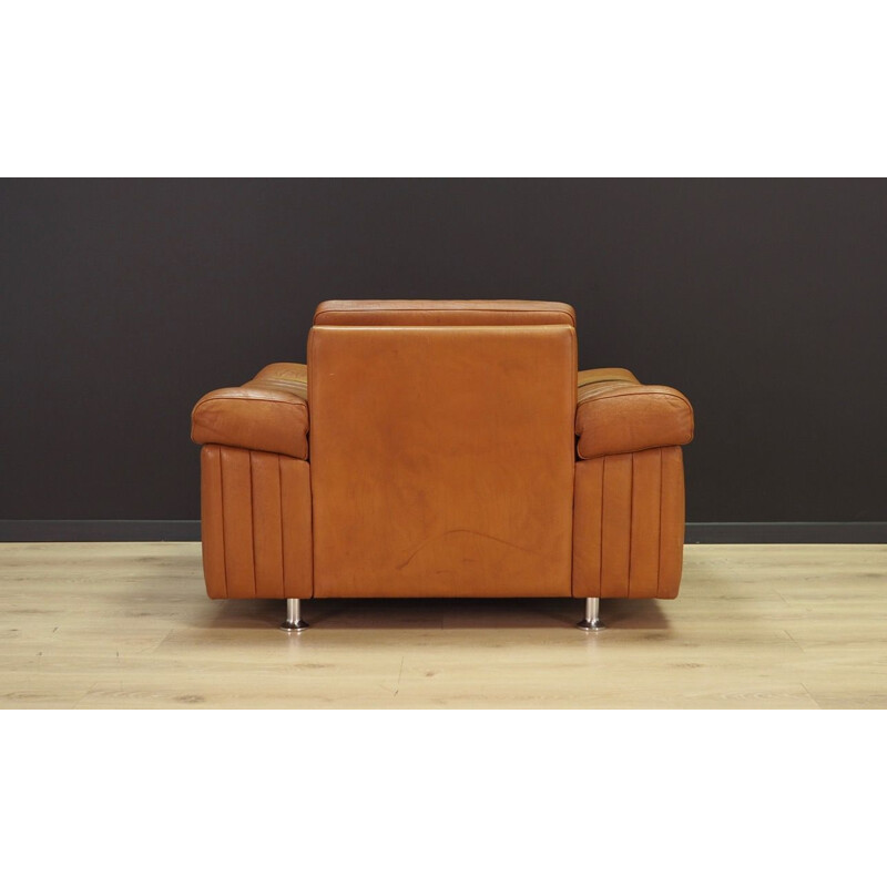 Fauteuil vintage en cuir brun de Svend Skipper, 1970