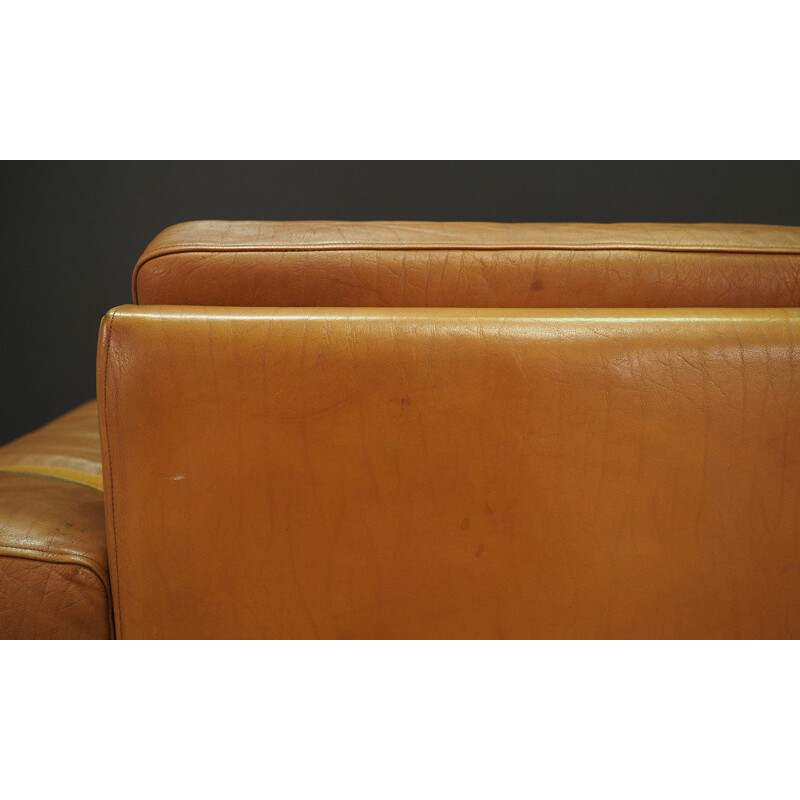 Vintage brown leather armchair by Svend Skipper, 1970s