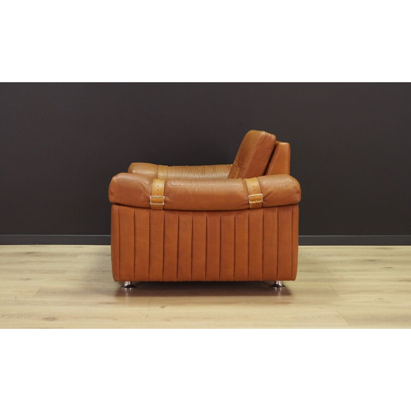 Fauteuil vintage en cuir brun de Svend Skipper, 1970