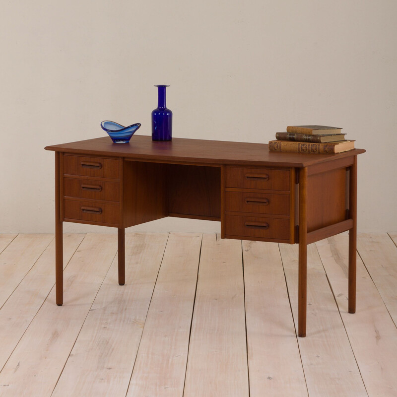 Vintage double sided desk with 6 drawers Danish