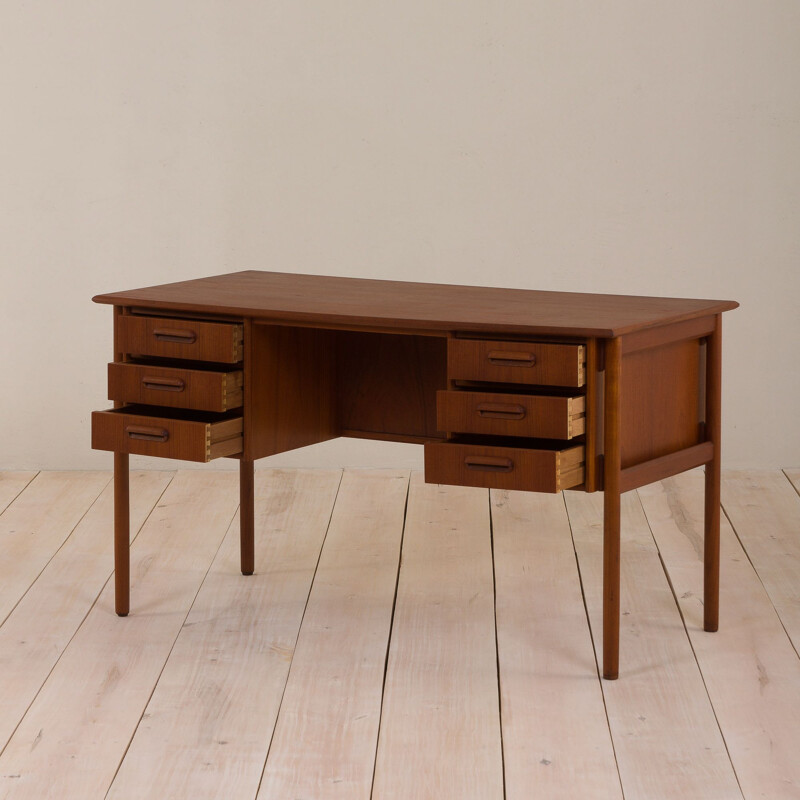 Vintage double sided desk with 6 drawers Danish