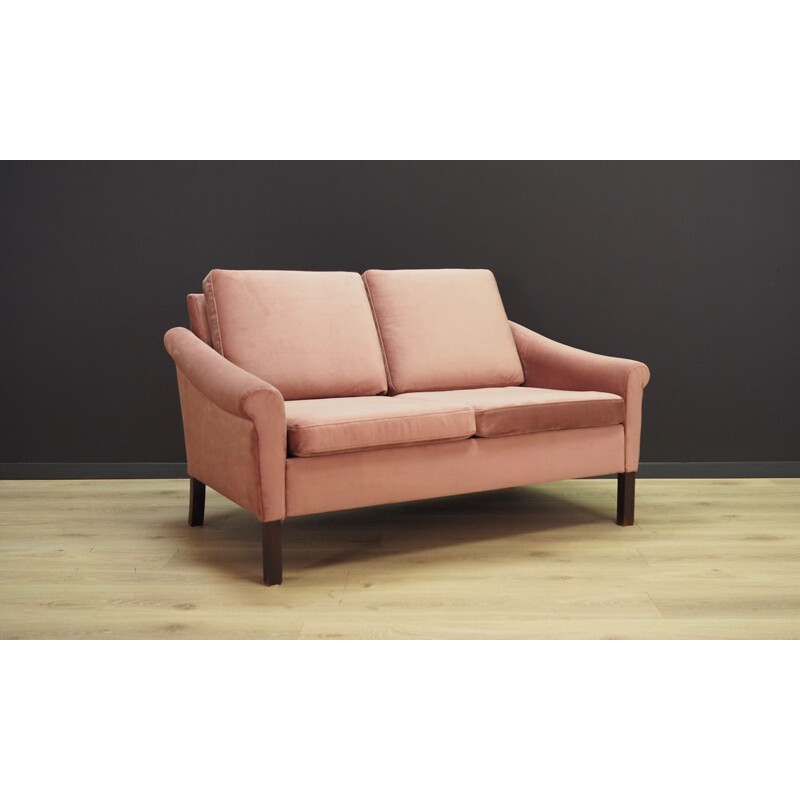 Vintage pink velours sofa, Danish 1960