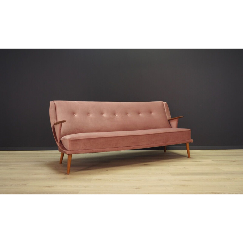 Vintage sofa in pink velours, Danish 1970s