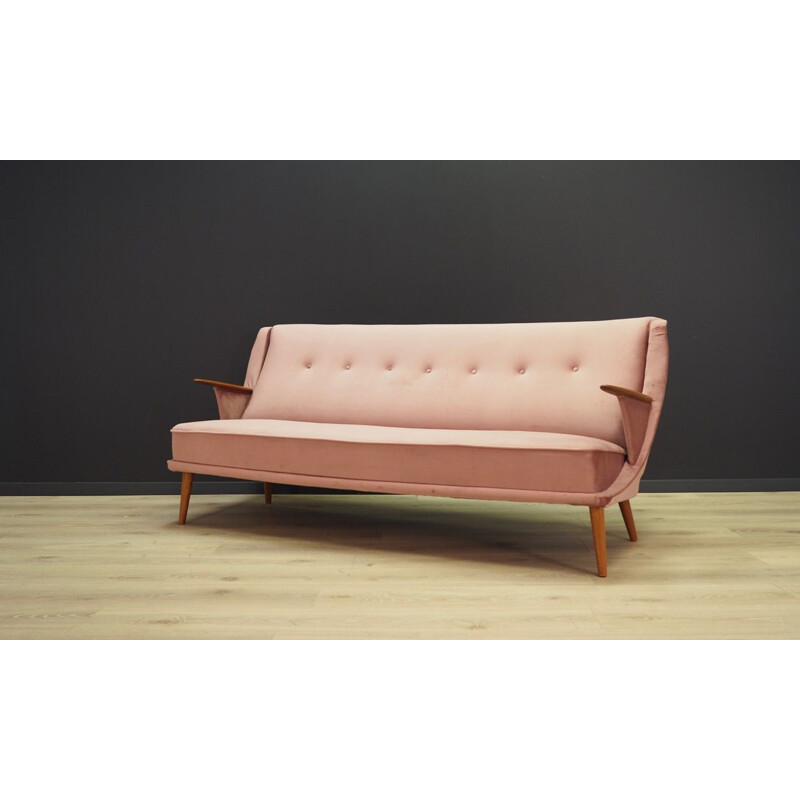 Vintage sofa in pink velours, Danish 1970s