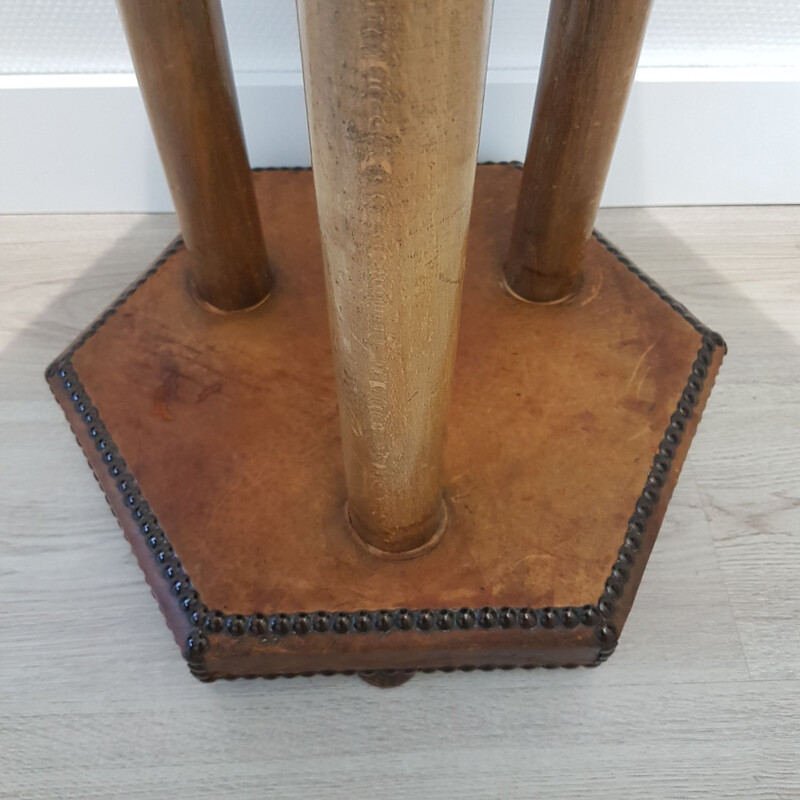 Table d'appoint Vintage Bopoint en cuir patiné par Otto Schulz pour Boet, Scandinavie, 1930