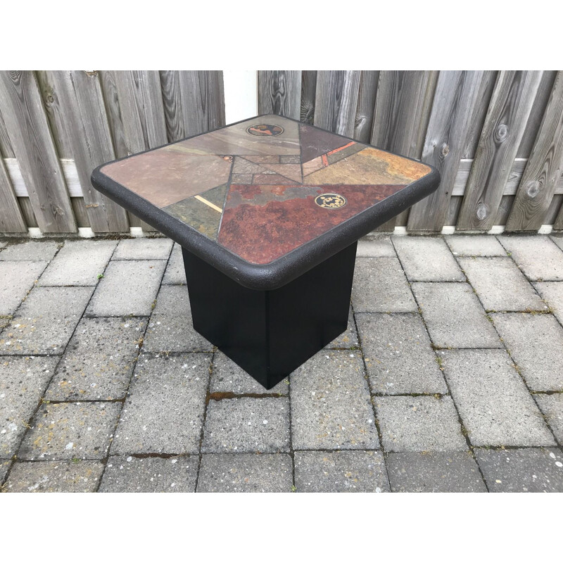 Small vintage brutalist ceramic Mosaic coffee table by Paul Kingma for Fedam 1989