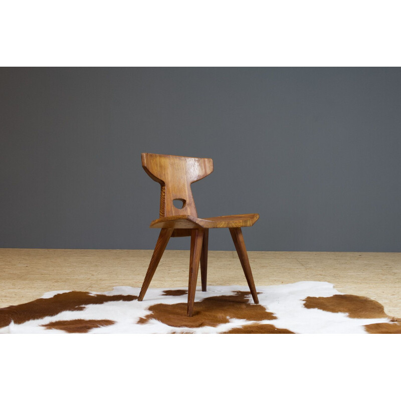 Vintage Pine wooden chair by Jacob Kielland Brandt Danish 1960s