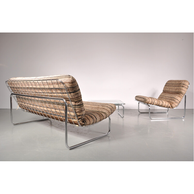 Artifort living set in chromed metal and fabric, Kho LIANG IE - 1970s