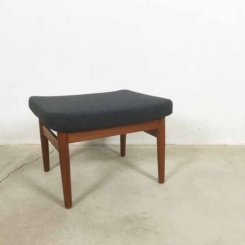 Teak and grey fabric France & Son ottoman, Arne VODDER - 1960s