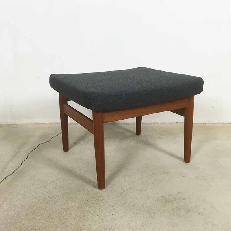 Teak and grey fabric France & Son ottoman, Arne VODDER - 1960s