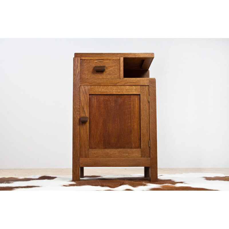 Vintage Asymmetrical Storage Cabinet in Solid Oak by Hendrik Wouda Art Deco, 1930s