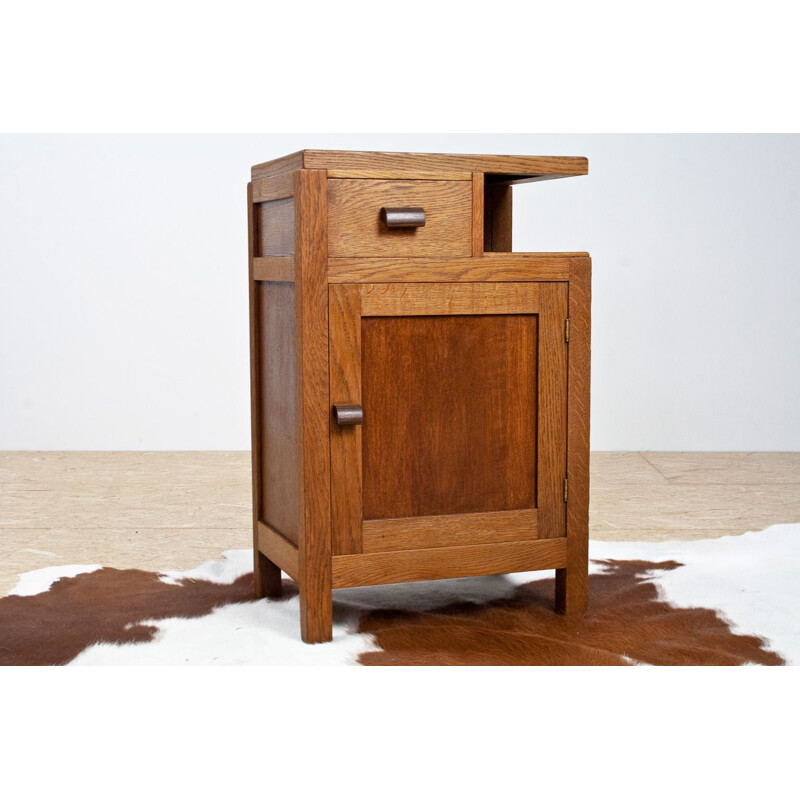 Vintage Asymmetrical Storage Cabinet in Solid Oak by Hendrik Wouda Art Deco, 1930s