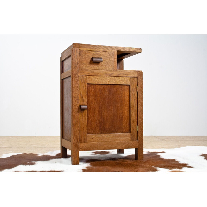 Vintage Asymmetrical Storage Cabinet in Solid Oak by Hendrik Wouda Art Deco, 1930s