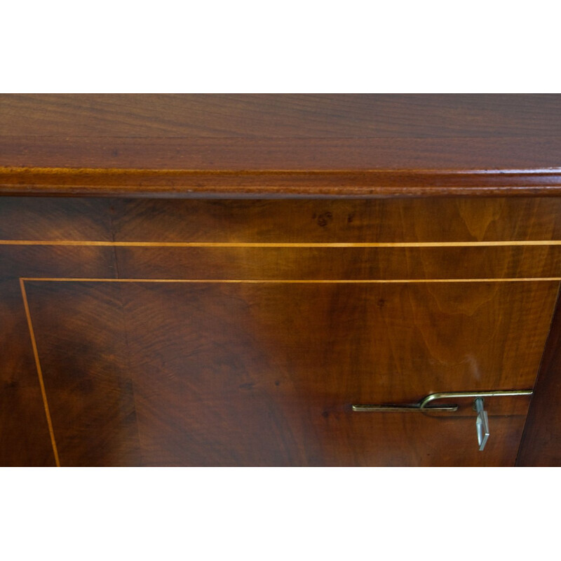 Large vintage Sideboard in Mahogany, Walnut and Brass by Abraham Patijn, Art Deco 1950s