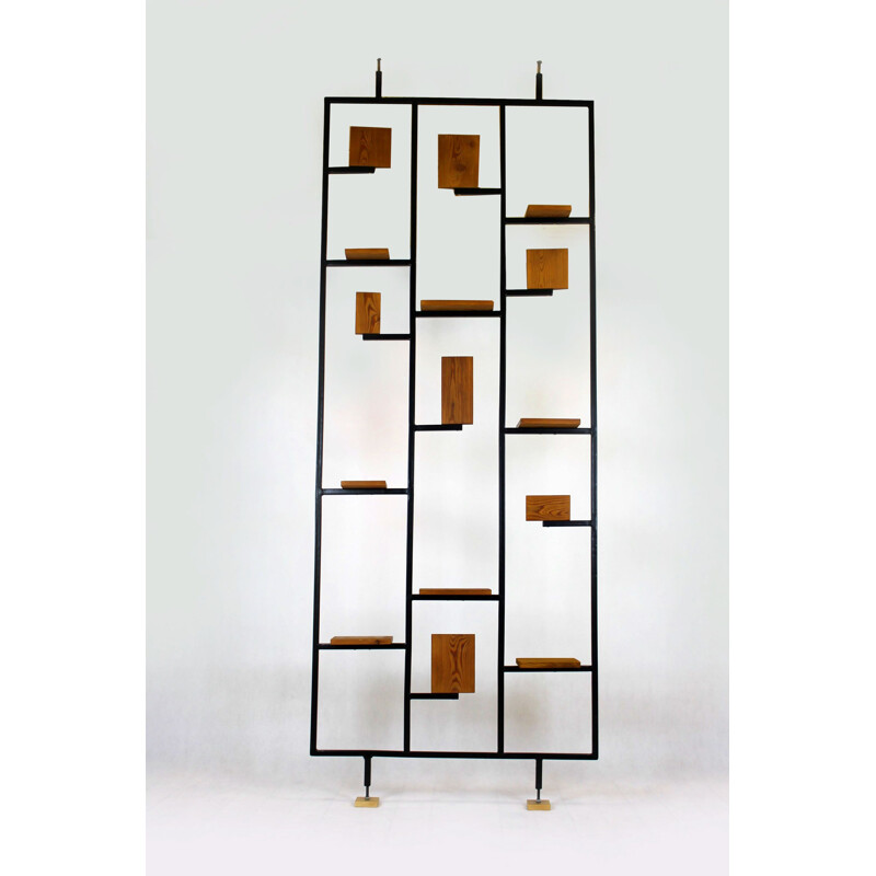 Vintage Metal and Wood Room Divider, 1970s